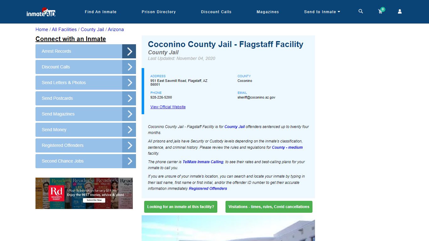 Coconino County Jail - Flagstaff Facility - Inmate Locator - Flagstaff, AZ